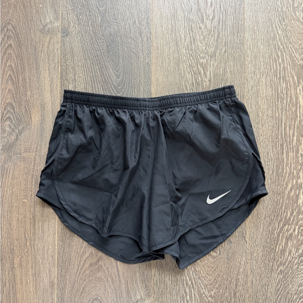 Nike Women's Black Athletic Running Shorts with White Swoosh